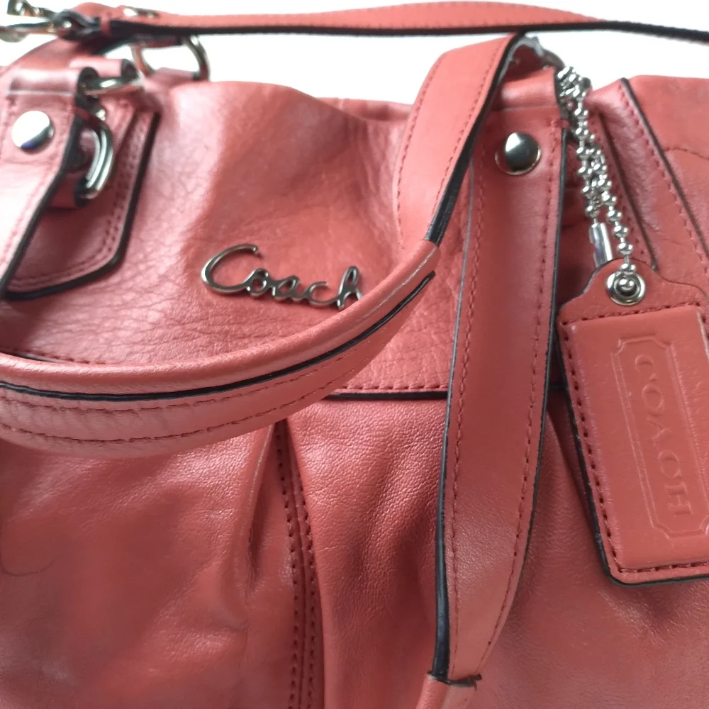 Coach ASHLEY  leather Stachel aHandbag in Coral Pink